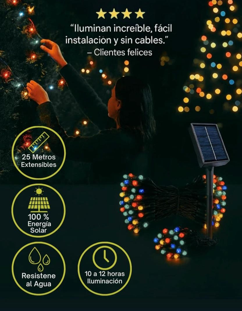 Luces Navideñas con Panel Solar